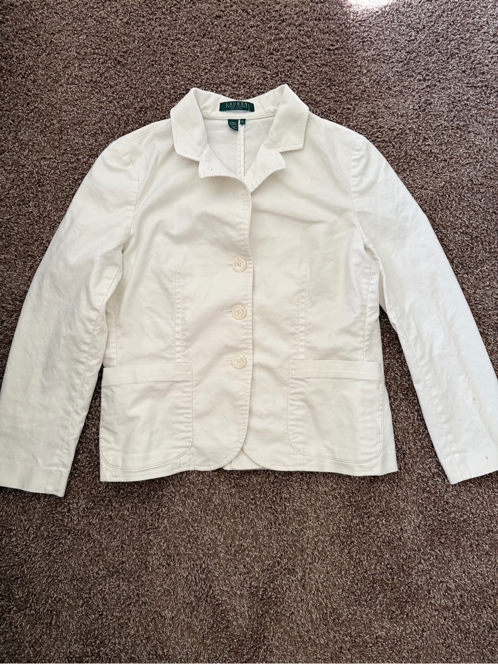 Ralph Lauren Women's Cream Three-Button Blazer